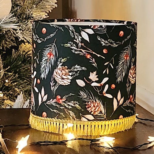 Christmas Table Lampshade - Holly & Pine