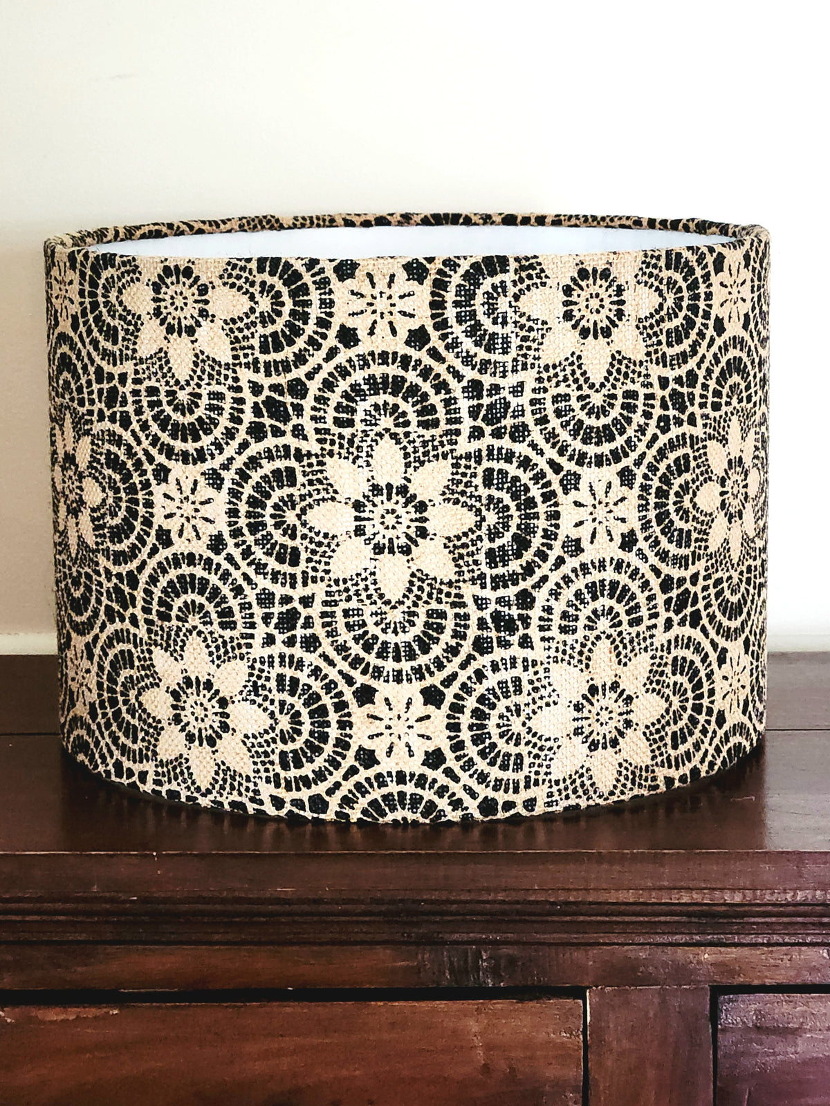 Natural Hessian Floral Lampshade
