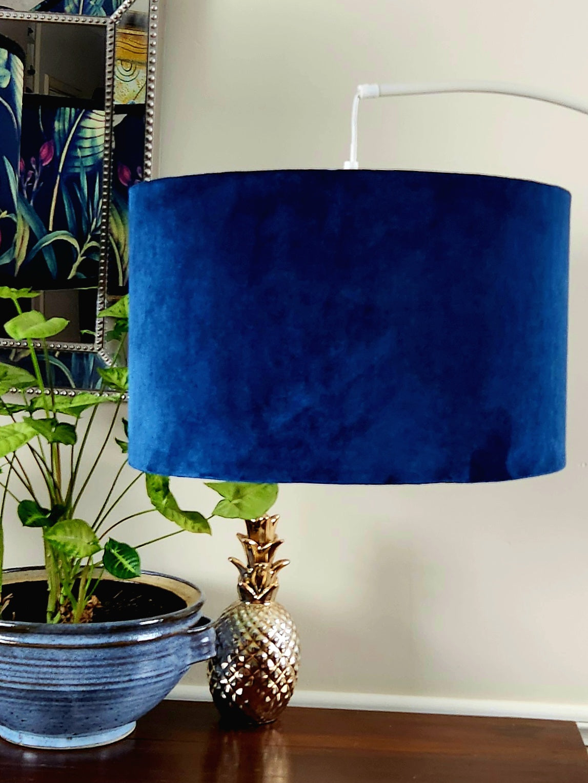 Midnight Blue Velvet Lampshade