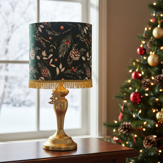 Christmas Table Lampshade - Holly & Pine