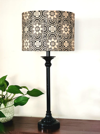 Natural Hessian Floral Lampshade