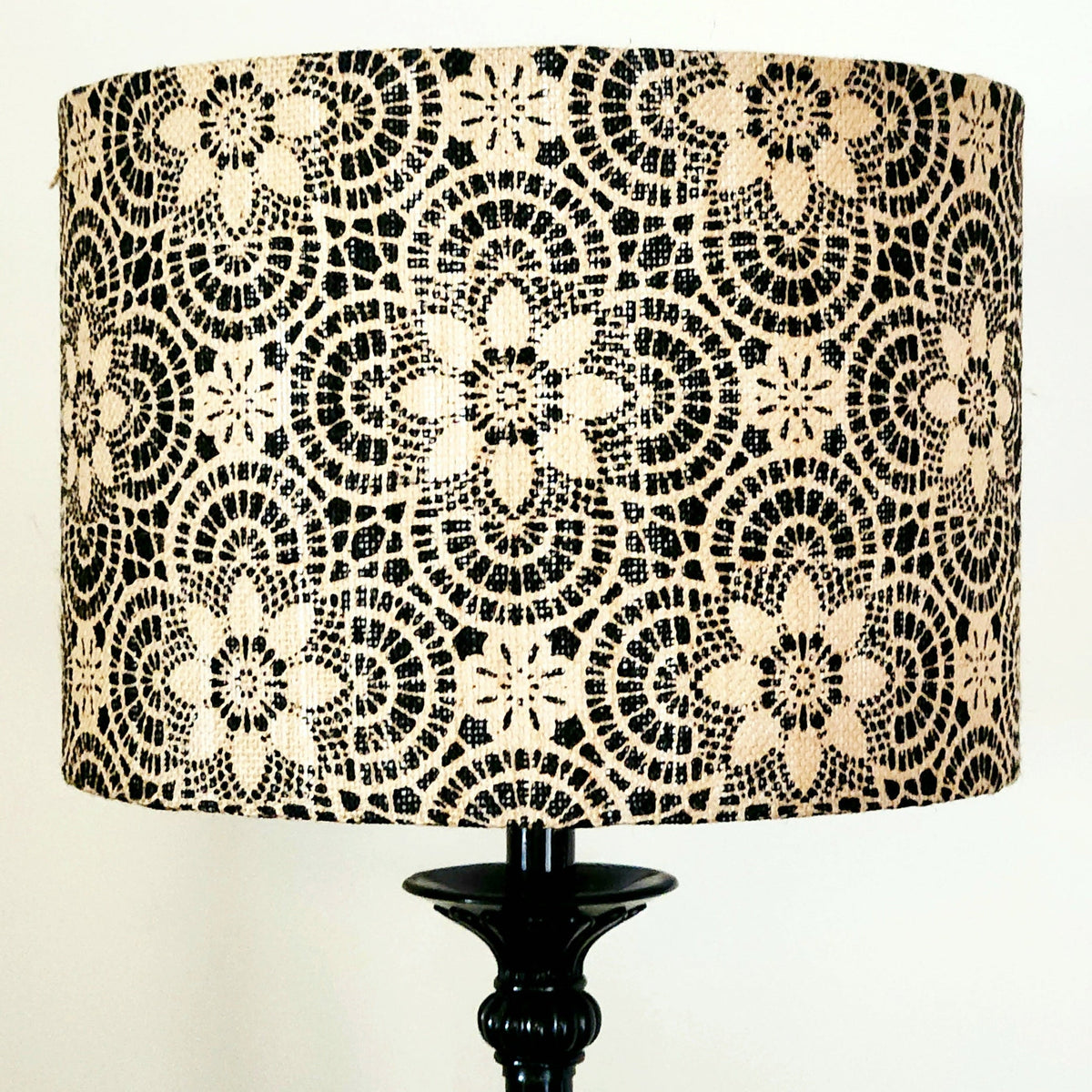 Natural Hessian Floral Lampshade
