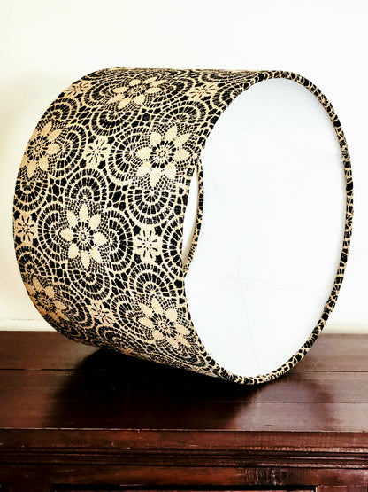Natural Hessian Floral Lampshade
