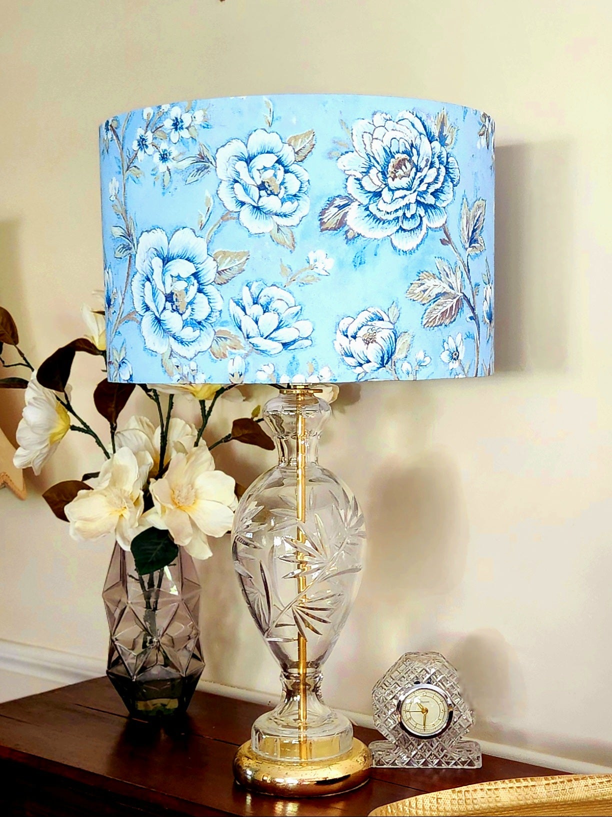 Romantic Blue-Rose Lampshade