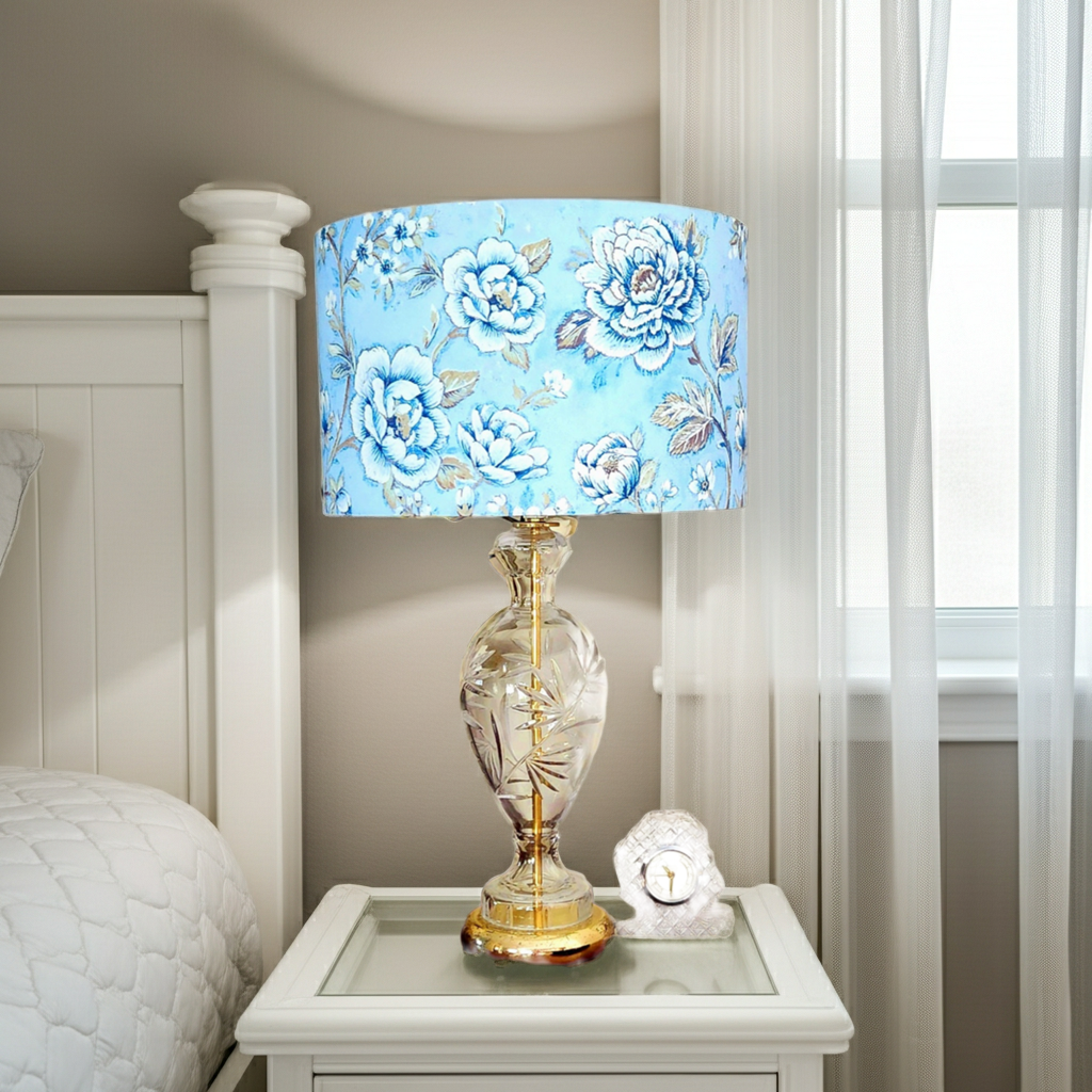 Romantic Blue-Rose Lampshade